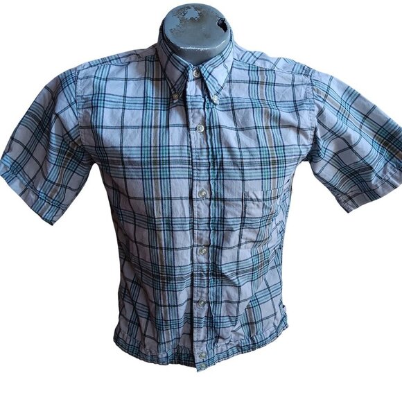 Vintage 1960's Sanforized Plaid Shirt Mens Small Washington Dee Cee Plaid Indy - Picture 1 of 9
